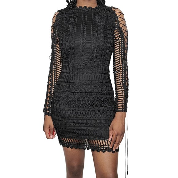 Missguided Dresses & Skirts - Missguided Black Lace Crochet Overlay Dress